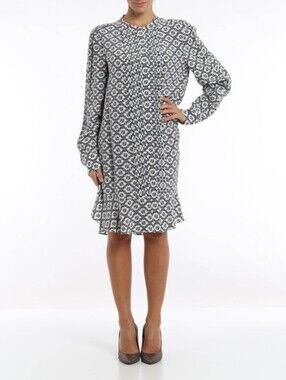 Tory Burch Silk Printed Shirt Dress Size 8